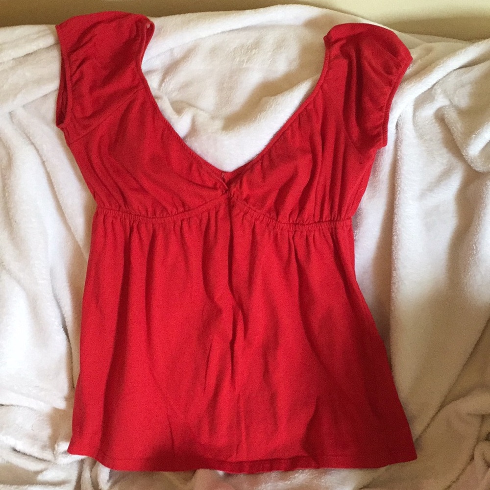Red low cut top by Charlotte Russe